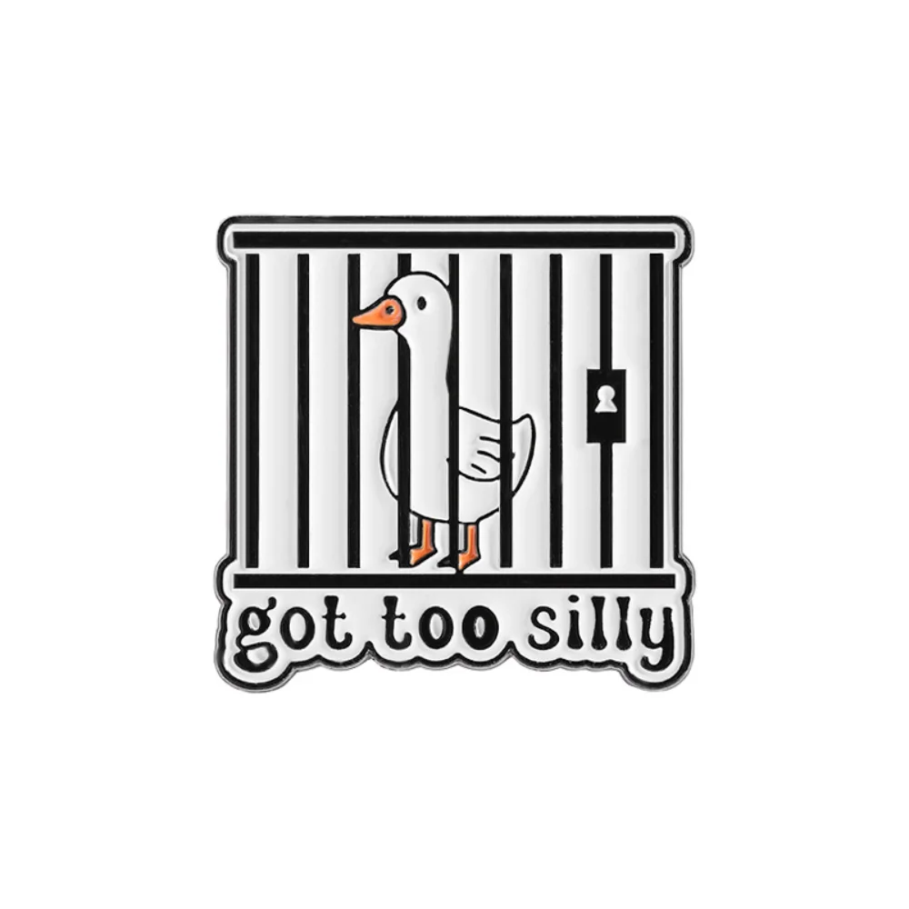 Funny And Fun Silly Duck Cage Brooch Got Too Silly Creative Badge Clothing Bag Pins Accessory Decoration
