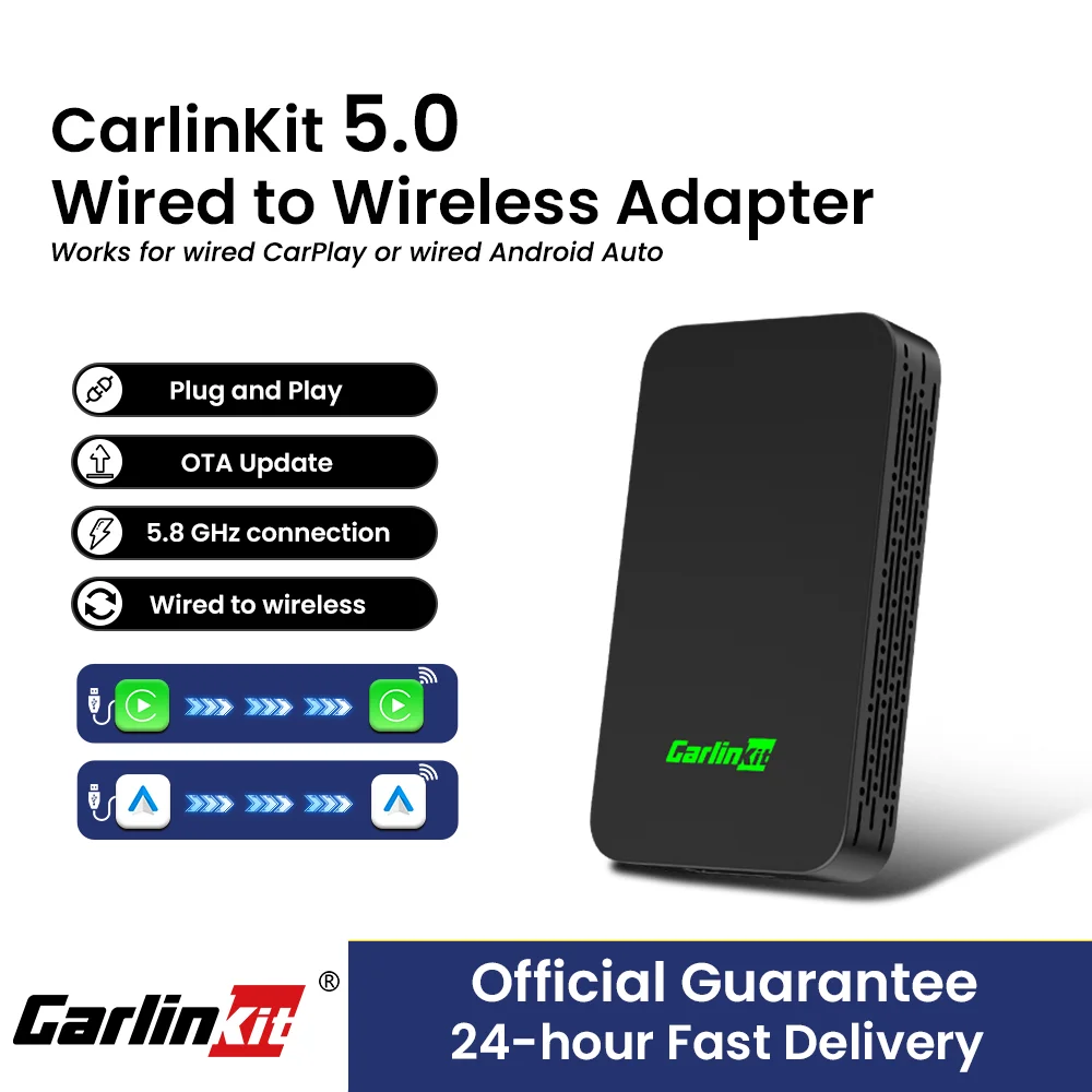 Carlinkit 5.0 2air CarPlay Android Auto Wired to Wireless Adapter for Car Intelligent Systems Upgrade Ble Wifi Seamless Connect