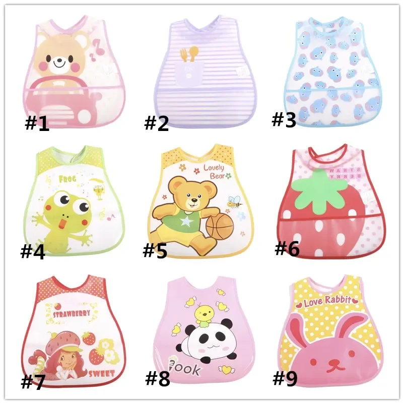 

8 Pcs/Lot Pecial Translucent Bib Pocket Children Turn Soft Bibs Waterproof 1 To 3 Year EVA