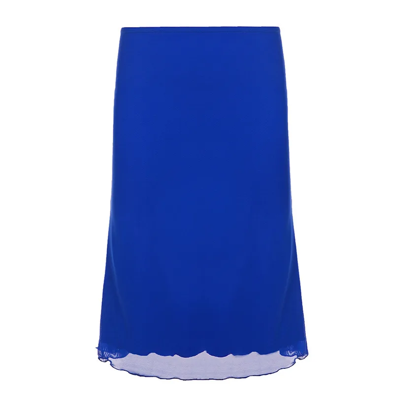 Women's Klein Blue Mesh Midi Skirt Low Waist Sexy Elegant Figure-Flattering European Style view 5