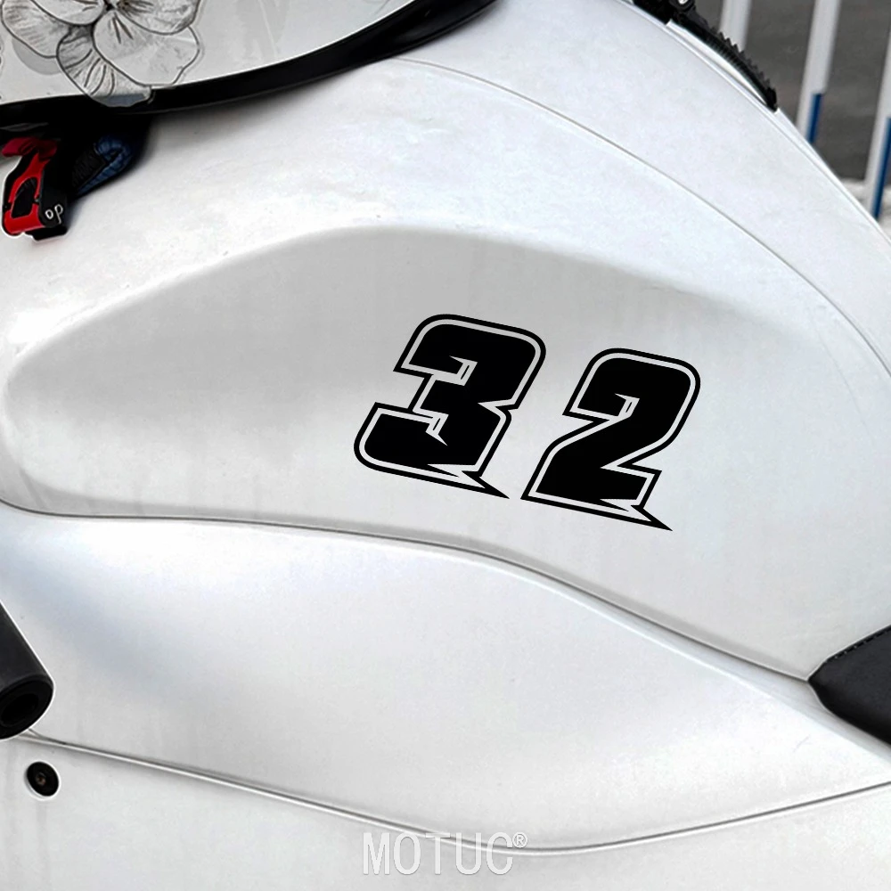 0‑9 Racing Number Vinyl Stickers Black & White Outline Waterproof Decals for Motorcycle Bike Car Helmet