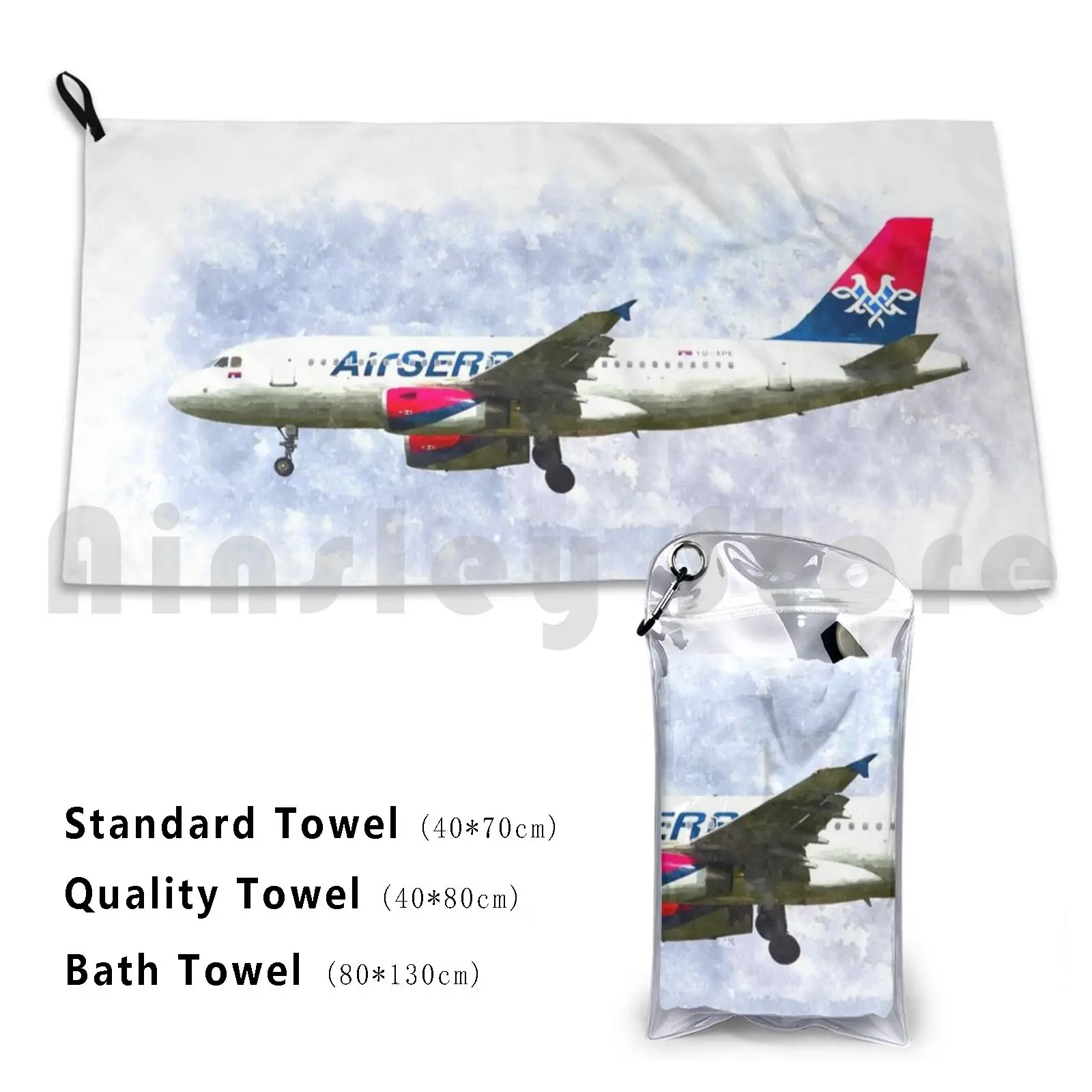 Air Serbia Airbus A319 Art Toalla de baño Cojín de playa Air Serbia Art Art Air Serbia Serbia Serbian Air Serbia Airbus Airbus