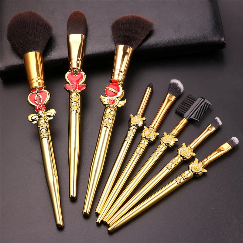 Kawai Gift Sailor Moon Makeup Brushes Card Captor Sakura Foundation Powder Blush Eyelash Lip Makeup Brush Cosmetic Tool Kit