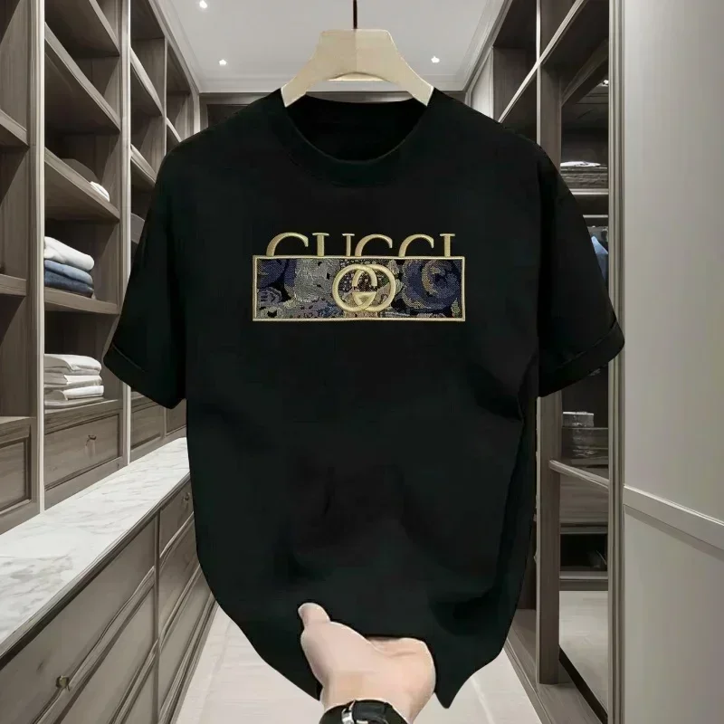 

2025 Spring and Summer New Letter Pattern Printed Men's Light Luxury Fun Anime Printed Short Sleeve Round Neck T-shirt