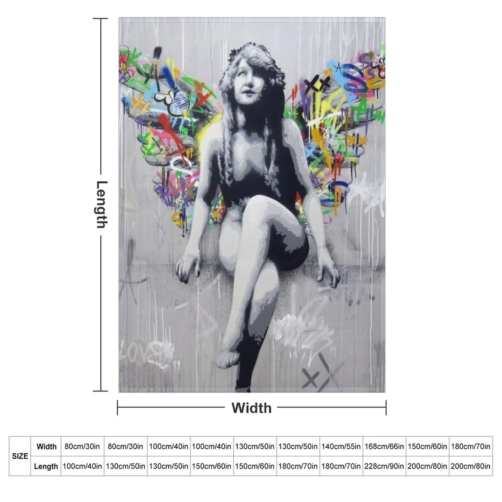 Hardcore angel - Martin Whatson - 2012 - Graffiti Street Art Throw Blanket couch cozy soft plush fuzzy picnic outdoor blanket