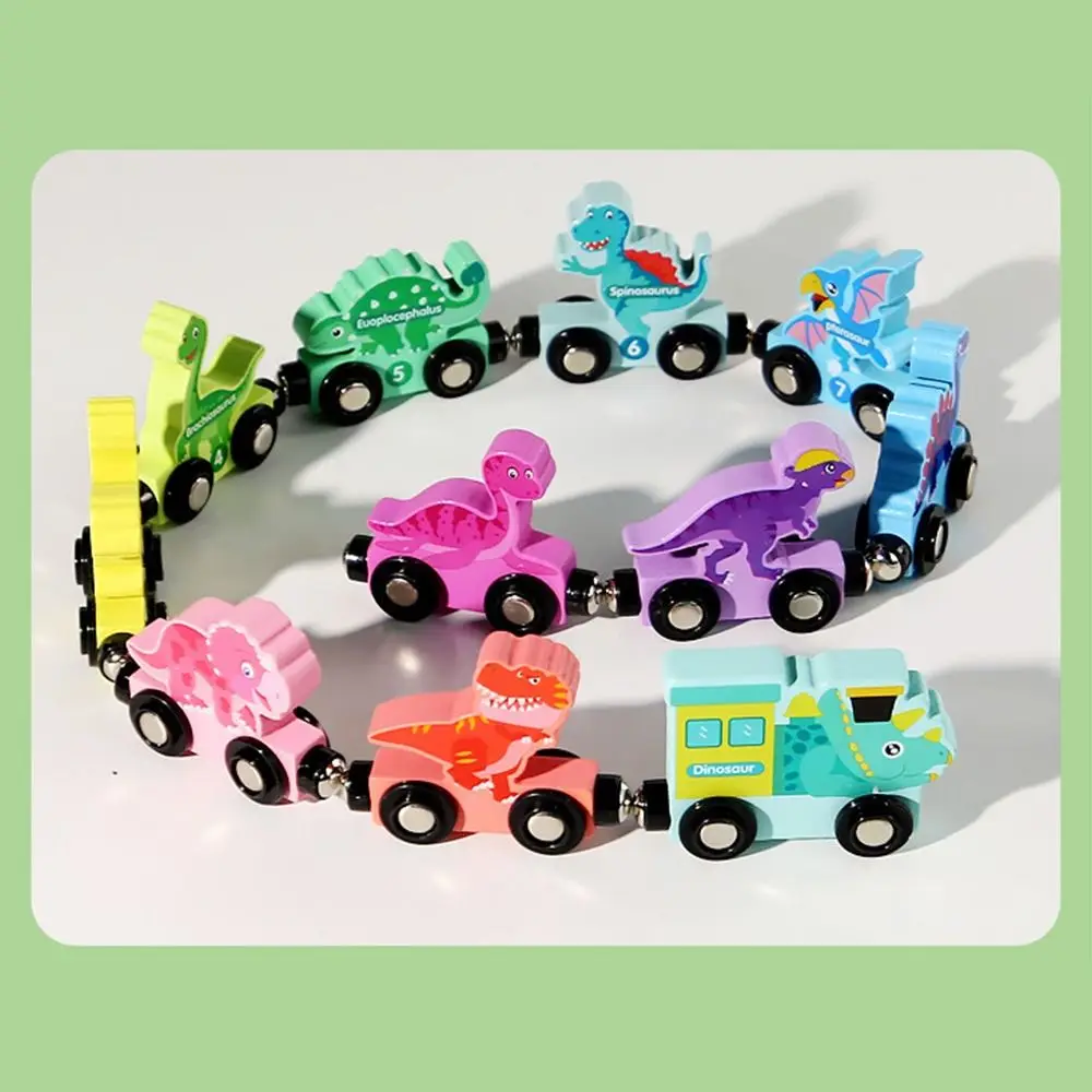 Numero magnetico colorato Numero del treno Dinosauro Frutta Animale Modello di treno fai da te Cognizione Montessori in legno