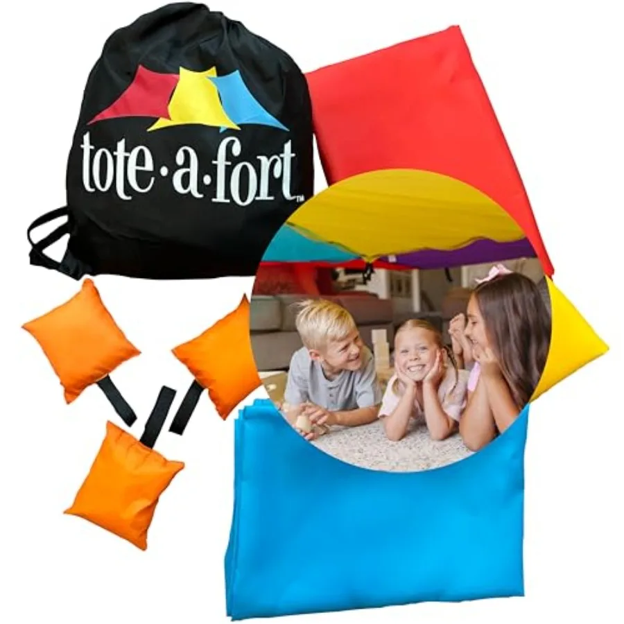 

Tote a Fort Original Blanket Fort Building Kit for 3 Blanket Toy Make a Portable Playhouse Play Tent Boy and Girl Indoor Outdoo