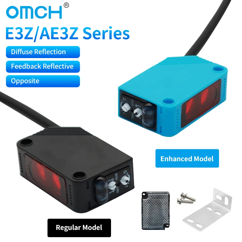 OMCH E3Z-D61 Feedback Reflective Switch Optical Diffuse Sensor Switch Opposite Sensor Detection Distance 5-20mm 2m PNP NPN NO