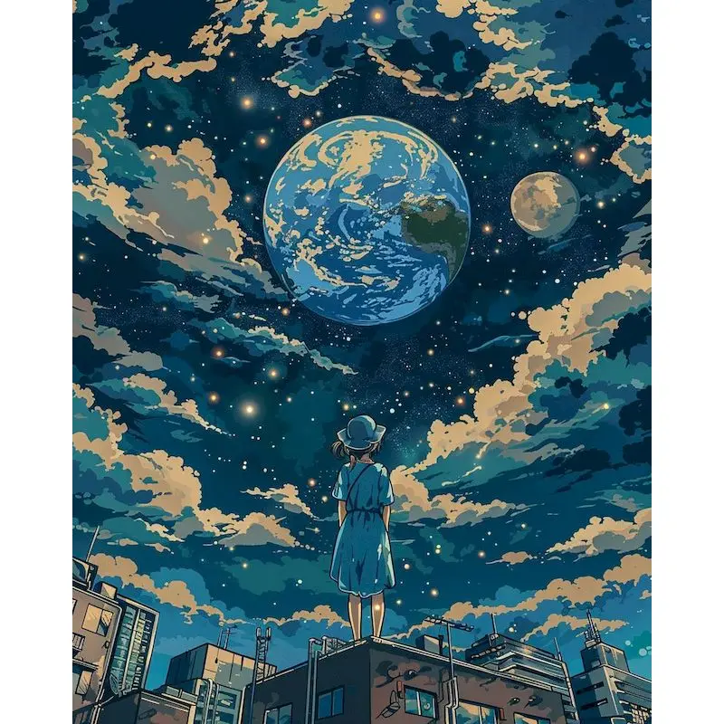 

RUOPOTY Acrylic Painting By Numbers Handmade Mountain Boat Kit Coloring By Number For Adults Home Decoration Gift