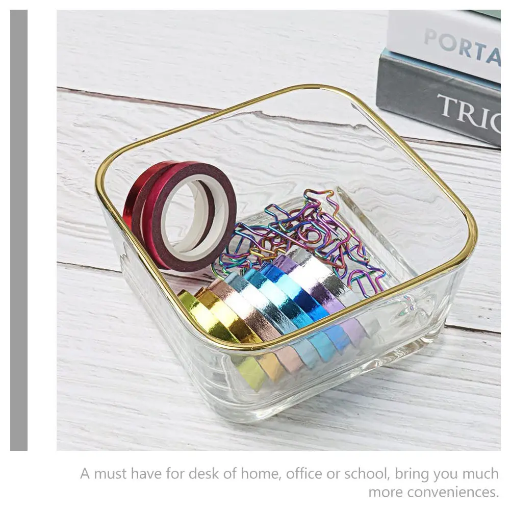 Holder Desk Desktop Organizer Office Clip Paper Storage Halloween Christmas Glass Desktop Organizer Glass Storage Container
