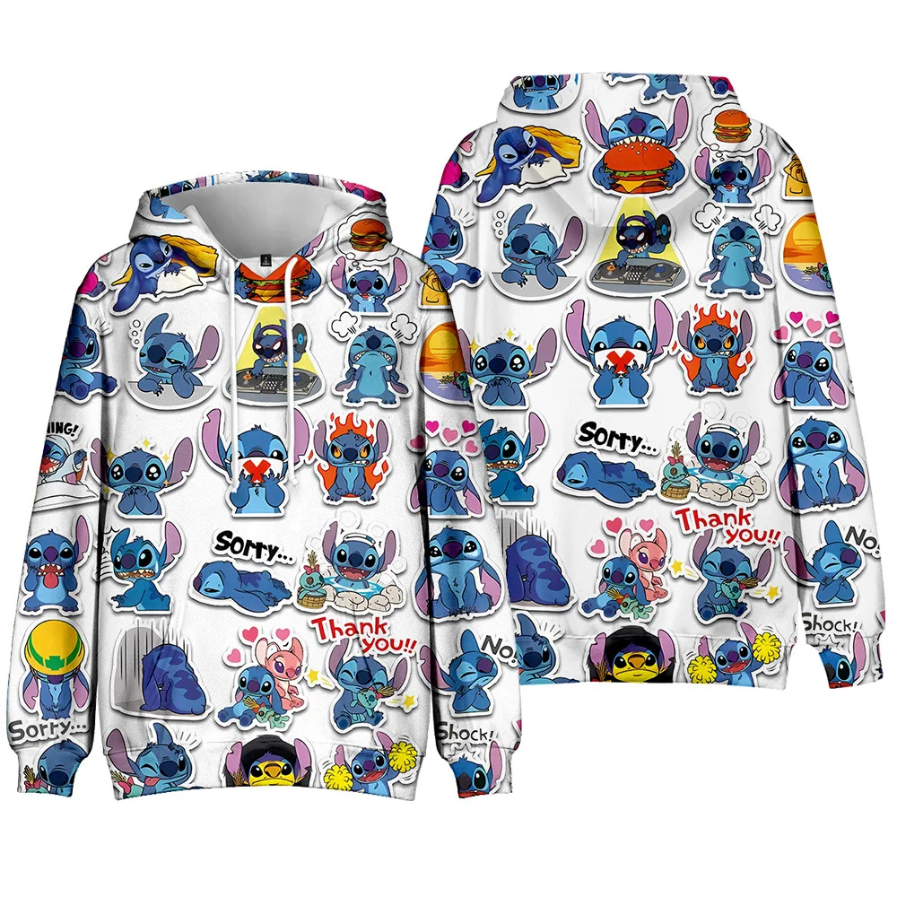 Stitch Stitch Printed Hooded Sweatshirt Hooded Pullover Couple Fashion Sweatshirt for Adults and Children