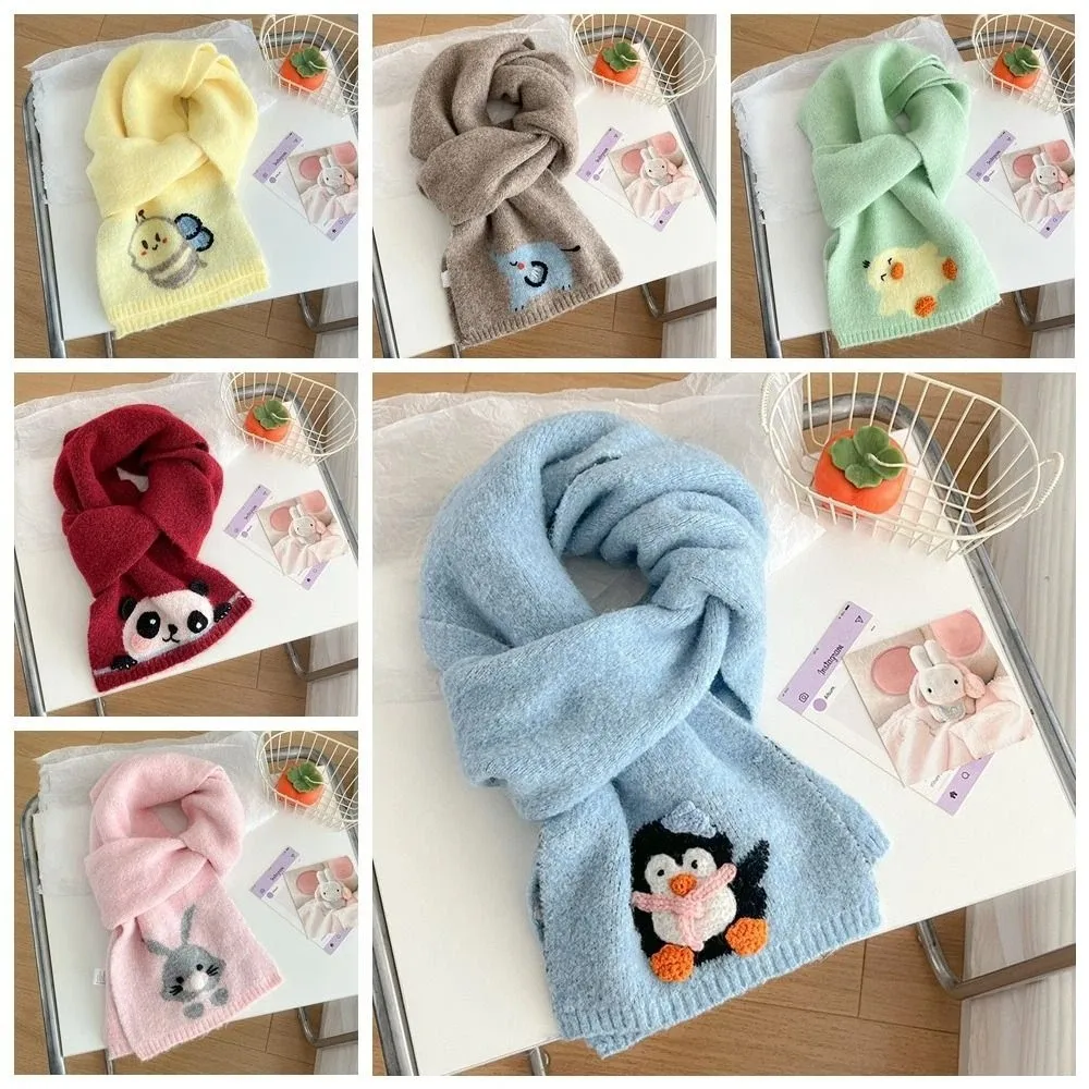 Colorful Cartoon Embroidery Scarf Korean Style Thickened Cashmere Knitted Scarf Windproof Sweet Winter Neck Warmer Autumn Winter