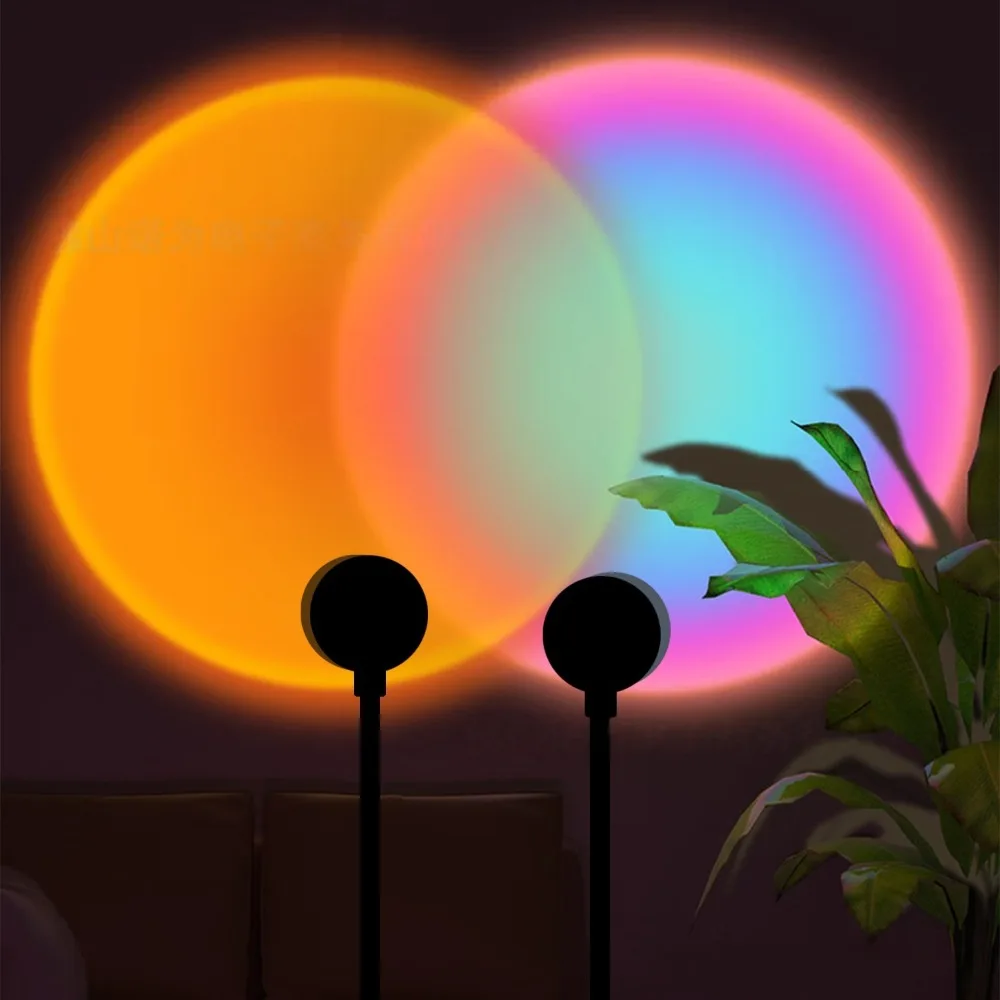HOMEFISH LED Sunset Projection Lamp USB Mood Light for Bedroom Living Room Photography Wall Decor Birthday Party