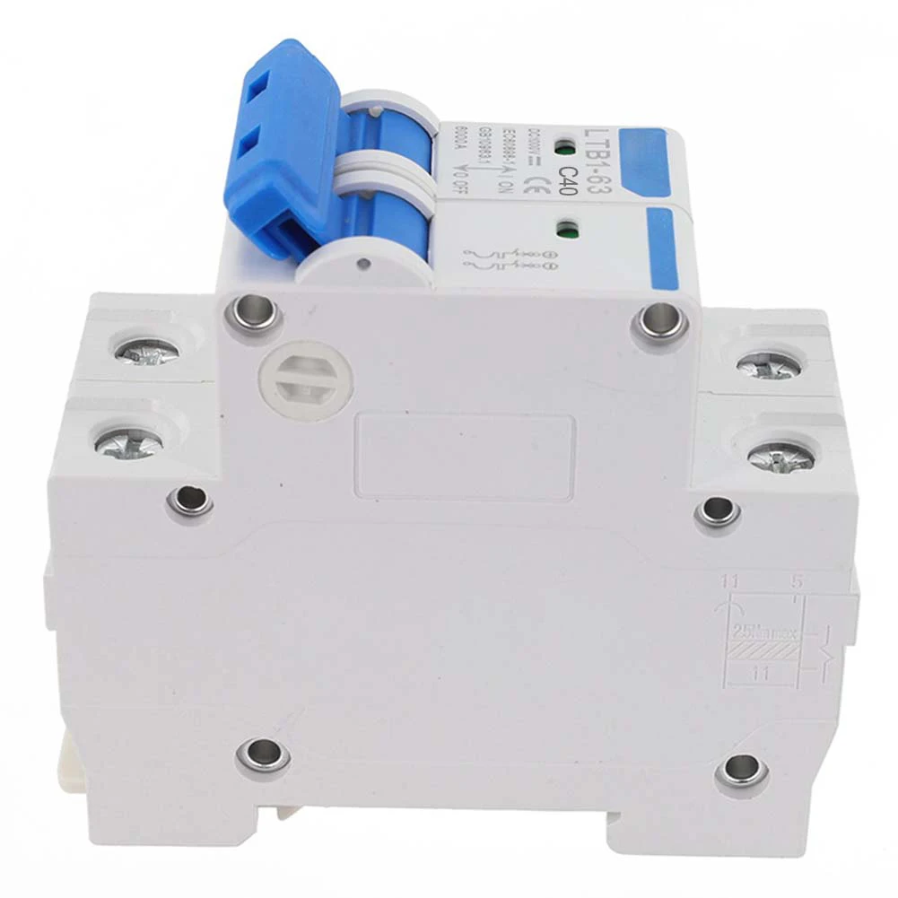 40A 2P Miniature DC Circuit Breaker For Solar Arrays 1000V Rating 40A Rated Current 2-pole Design 35mm DIN Rail Mount