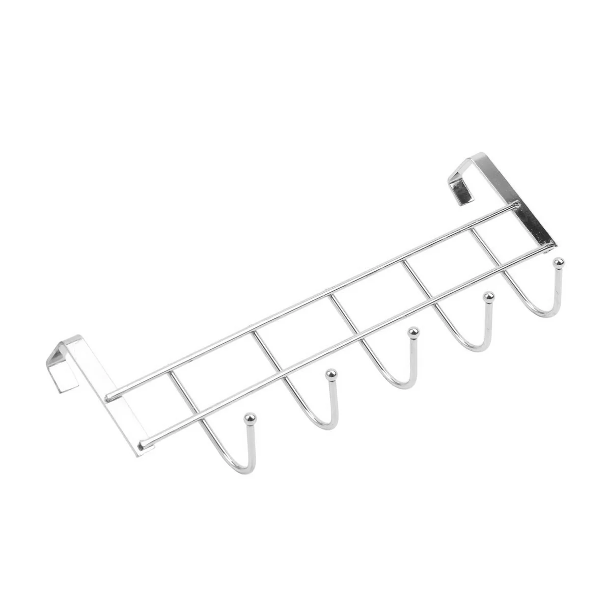 5 Hooks Over Door Home Bathroom Kitchen Coat Towel Loop Hanger Rack Holder Shelf,Silver