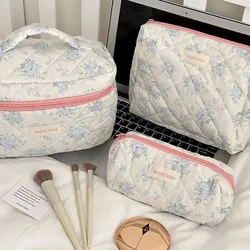 Large Capacity Women's Cosmetic Bag Vintage Flower Travel Ladies Storage Bags Pencil Case Cute Cat Print Female Clutch Handbags