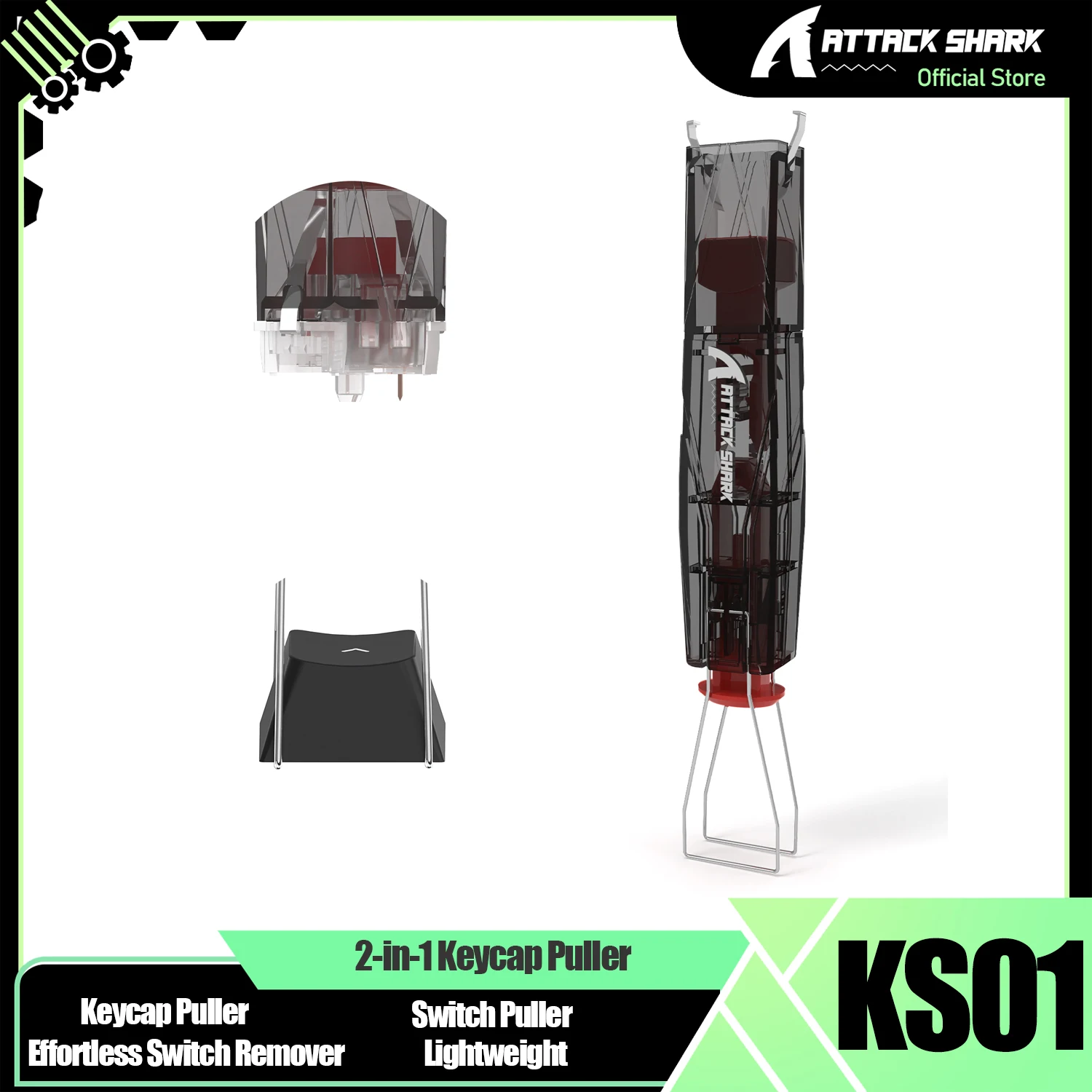 ATTACK SHARK KS01 2-in-1 Keycap Puller and Switch Puller for Mechanical Gaming Keyboards