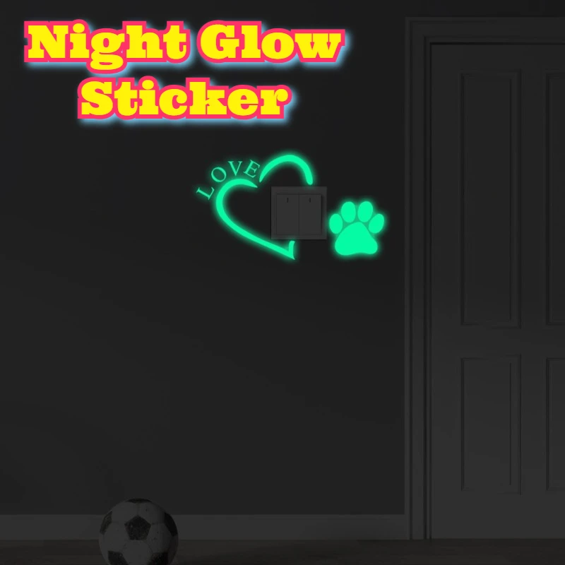 

Heart Shape Glow The Dark Light Switch Stickers Decals Wall Decoration Adhesive Removable Safety Night Lights Glowing Arts DIY