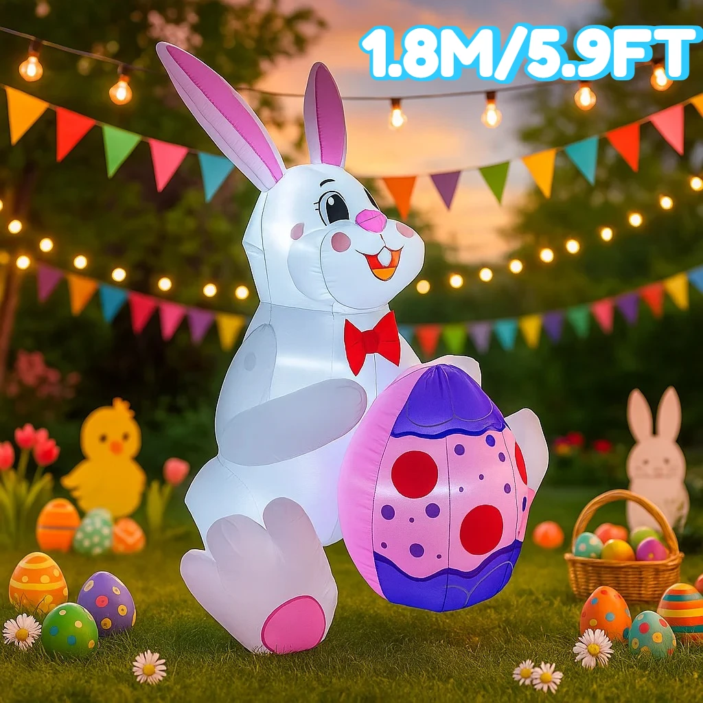 

1,8 м/5,9 футов надувная модель пасхального кролика, синее пасхальное яйцо, сделай сам, декор, праздничный фестиваль, светодиодный светильник для наружного сада, двора