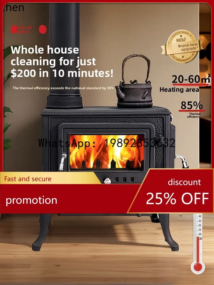 AB  Fireplace for Home Use, Rural Villa Heating Stove, Living Room, Homestay, Self-Built House, Indoor Cast Iron Fireplace