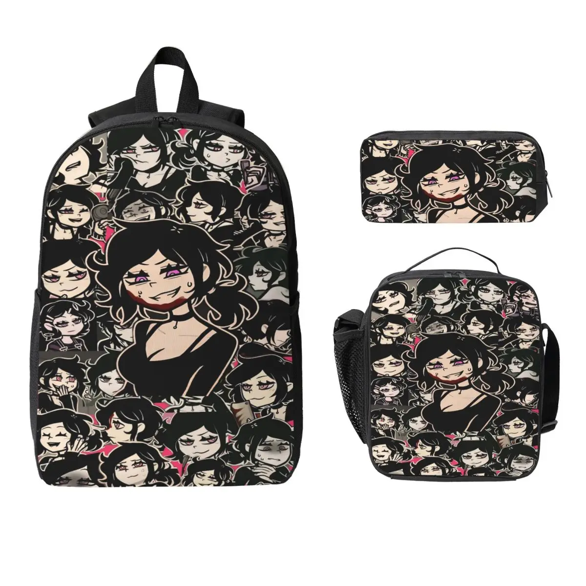 3Pcs The Coffin Of Andy And Leyley Backpack Set for Children Pen Bags Bookbag Sets with Lunch Box For School Students Daypack