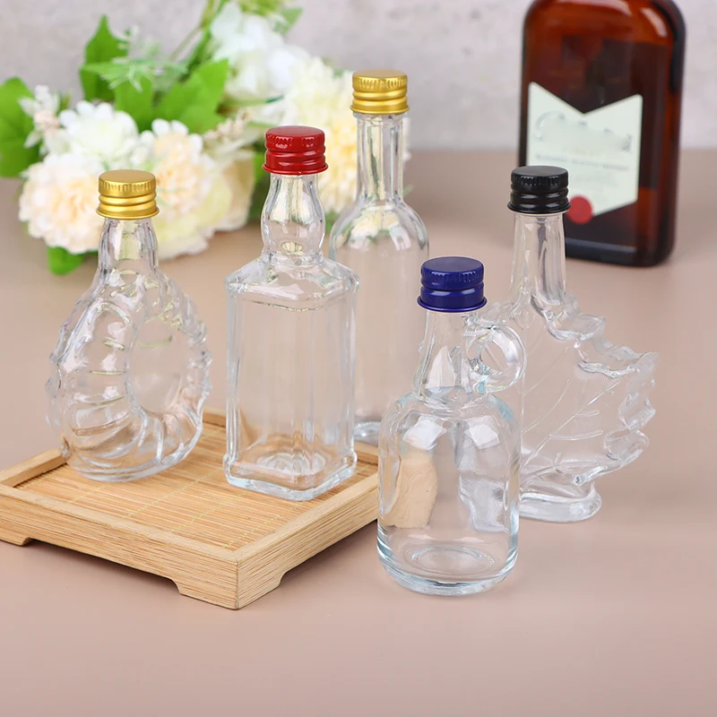 50ml Transparent Glass Lead-free Decanter With Cover For Liquor Scotch Small Wine Bottle Glass Beverage Bottle Bar Accessories