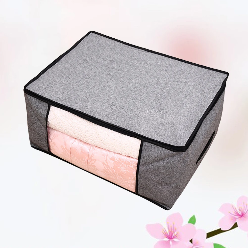 

Light Grey Size 2 Non Woven Fabrics Foldable Storage Bag Large Capacity Quilt Clothes Storage Bag Practical