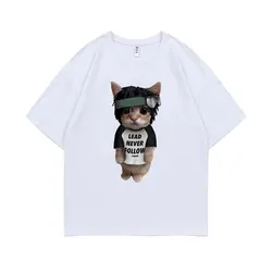 Rapper Chief Keef Kitty Lead Never Follow Printed T Shirt Male 100% Cotton Tshirt Men Funny Tees Men's Oversized Hip Hop T-shirt
