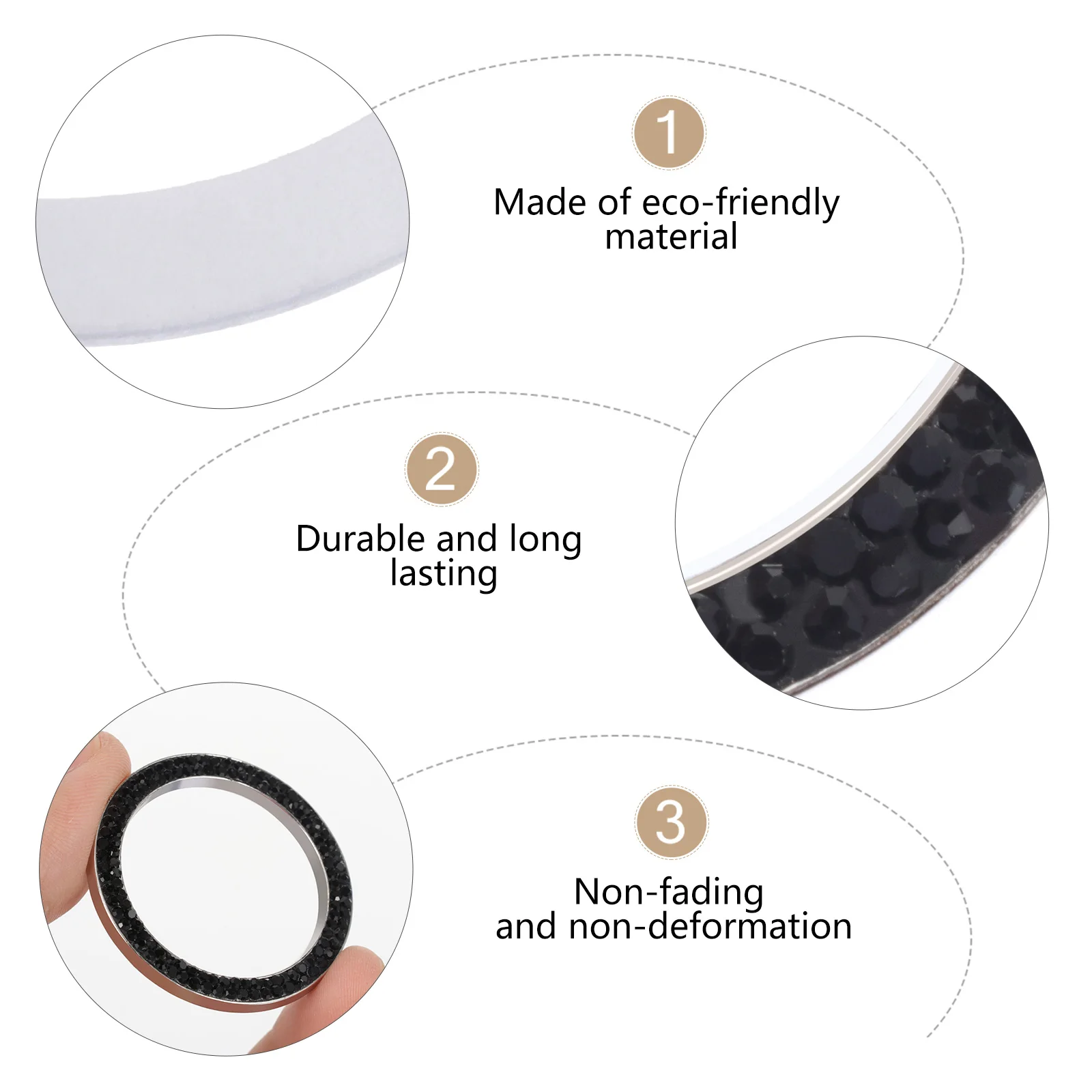 

2pcs Car Rhinestone Circle Decoration Start Button Ring Luxury Sparkling Engine Ignition Push Button Auto Diamante Ring Car