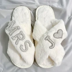Mrs+a-z Letters Pearl Letters Soft Open Slipper Bachelorette Bach Party Decorations Bridesmaid Wedding Supplies Honeymoon Gifts