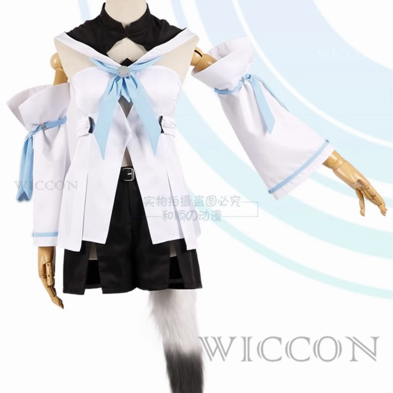 Hololive Shirakami Fubuki Cosplay Costume Wig Tail Ear Halloween Party Outfit
