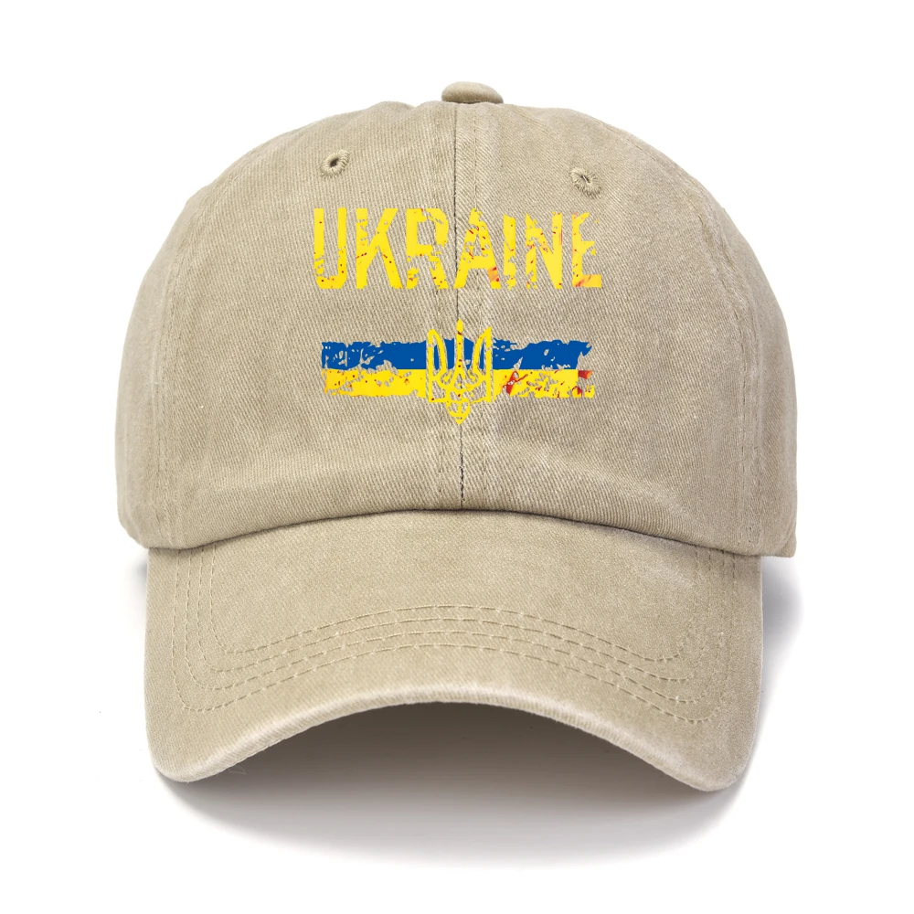 New Ukraine Washed Cotton Print Retro Unisex  Emblem Popular Baseball Cap Outdoor Sports Adjustable Sunshade Hat