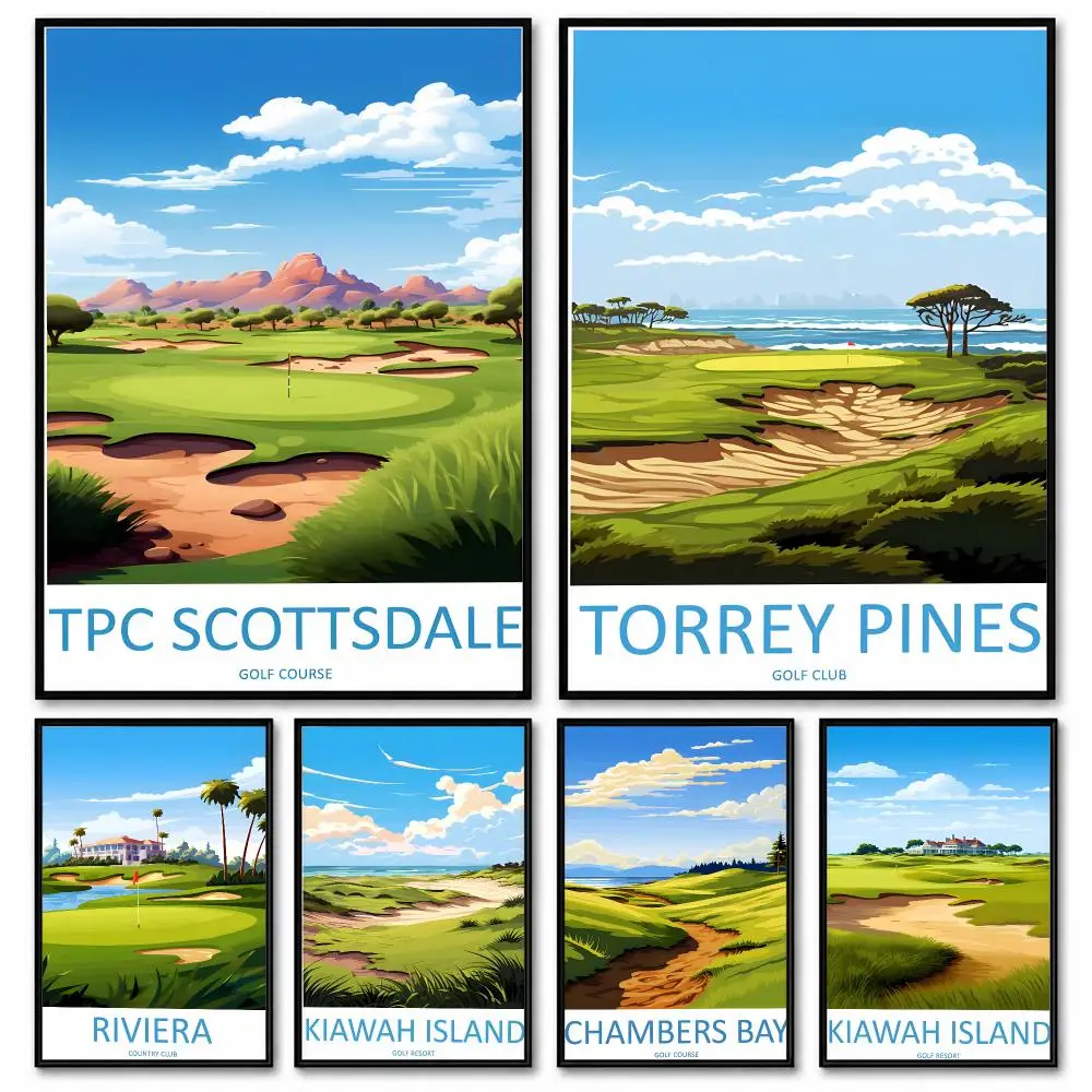 art Beautiful Scenery of Golf Course Poster Room Decor Home Wall Art Printing Waterproof Garage BedRoom Posters Gift