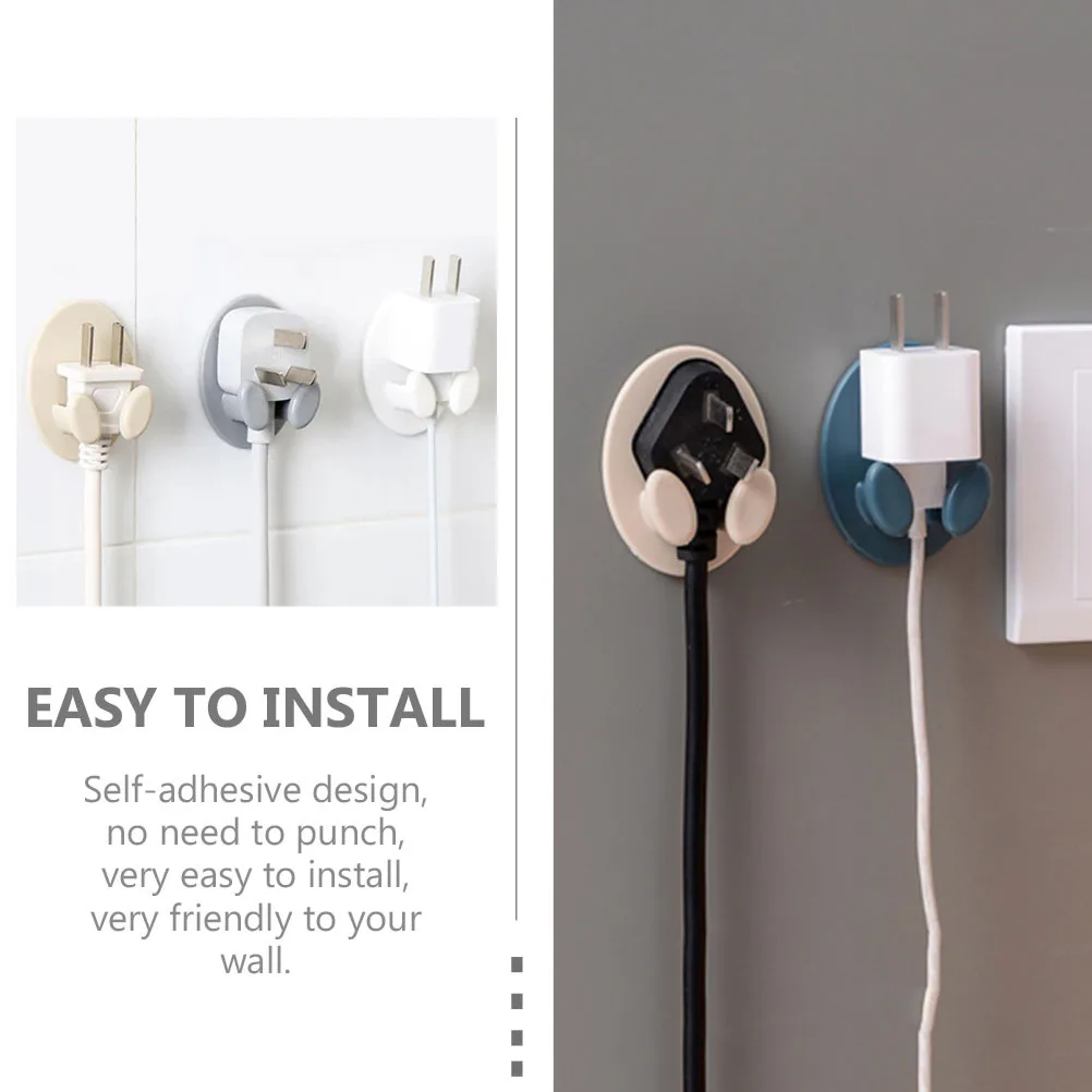 

8Pcs Power Plug Hooks Non Punching Storage Brackets Self Adhesive Wire Organizer for Phone Charging Stand Cord Management Rack