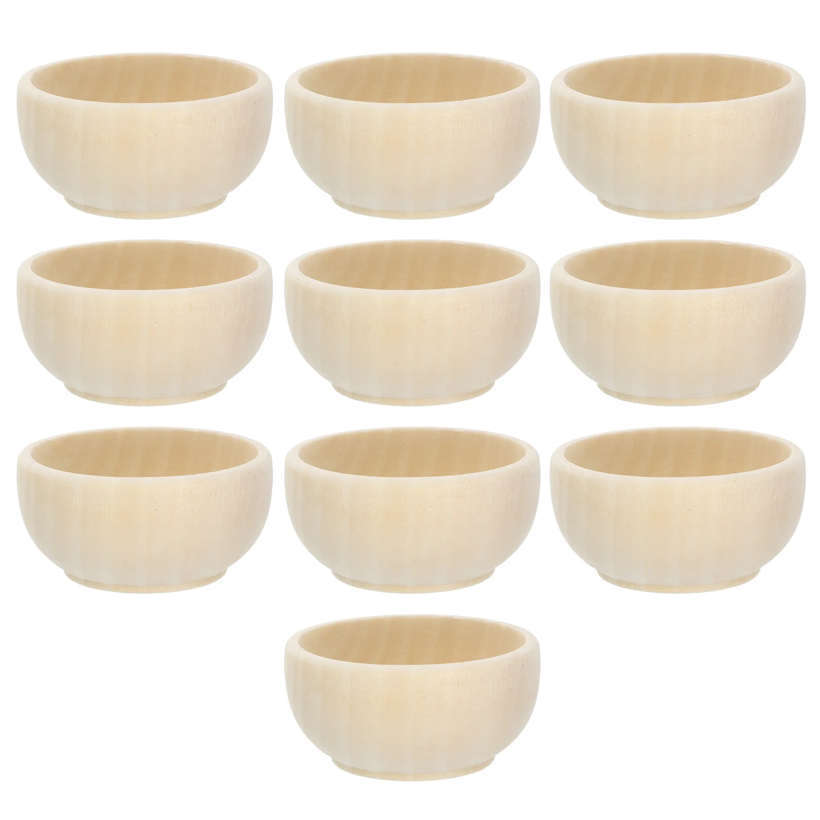 10 Pcs Small Wooden Bowl Unpainted Bowls for Painting DIY Solid Unfinished Child