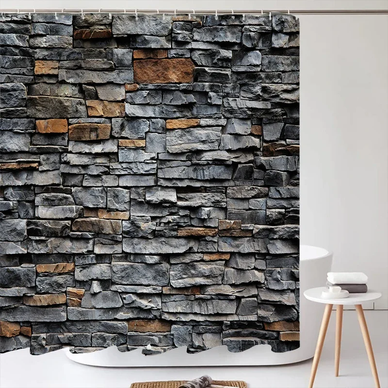 Old Brick Wall Shower Curtains Bathroom Curtain for Home Decoration Waterproof Polyester Fabric Bath Screen Curtain With 12 Hook