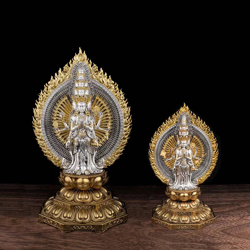 7 inch 10 inch brass, Buddha statue home furnishing, Guanyin Bodhisattva decorative ornament