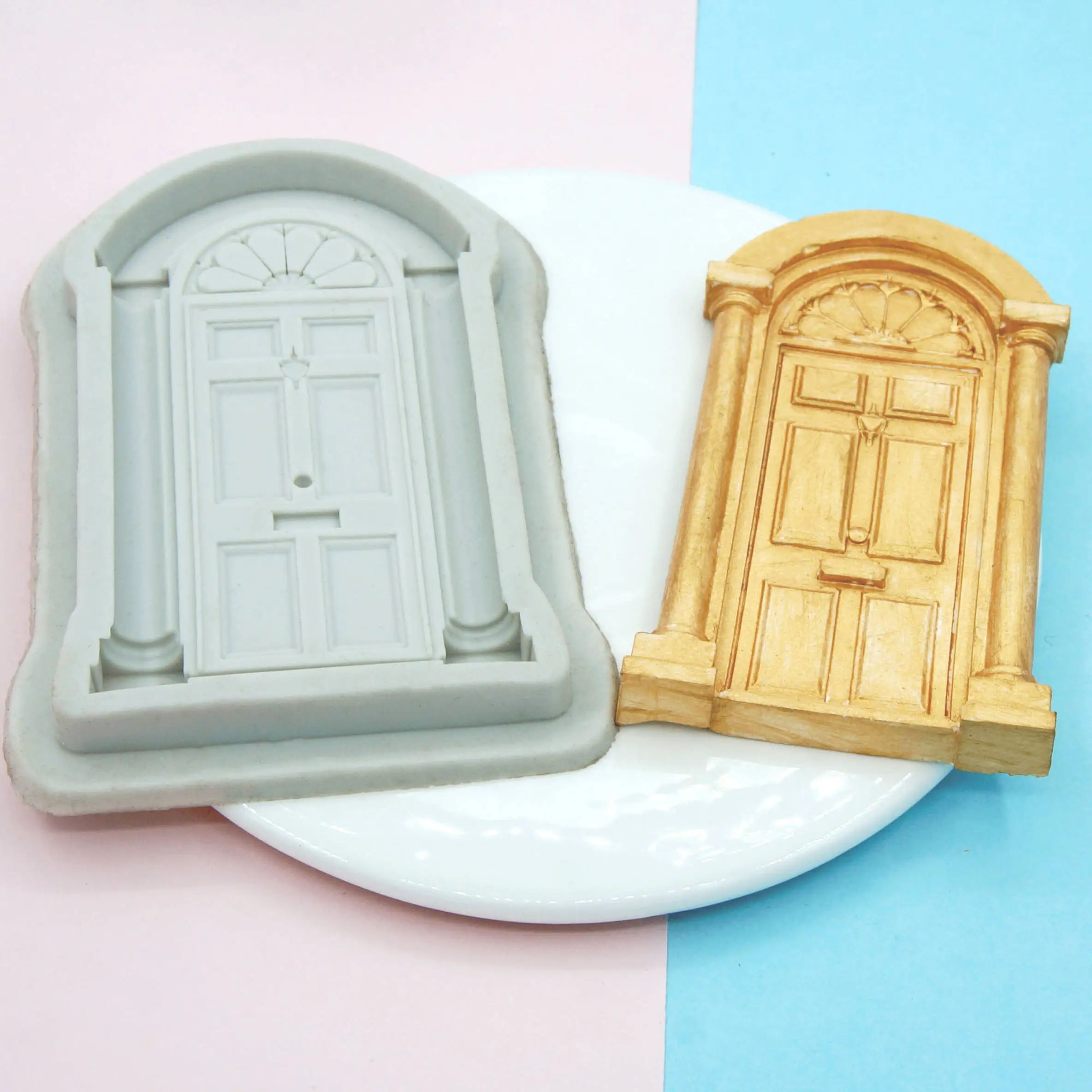 Retro Door Silicone Mold Frame Border Fondant Cake Decorating Cookie Baking Christmas Candy Chocolate Gumpaste Moulds