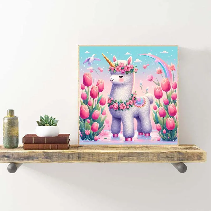 الماس التطريز الكرتون الألبكة في حقل التوليب الكبار الماس اللوحة الجدة 2025 الماس الفن الخيال الفنون والحرف الكبار