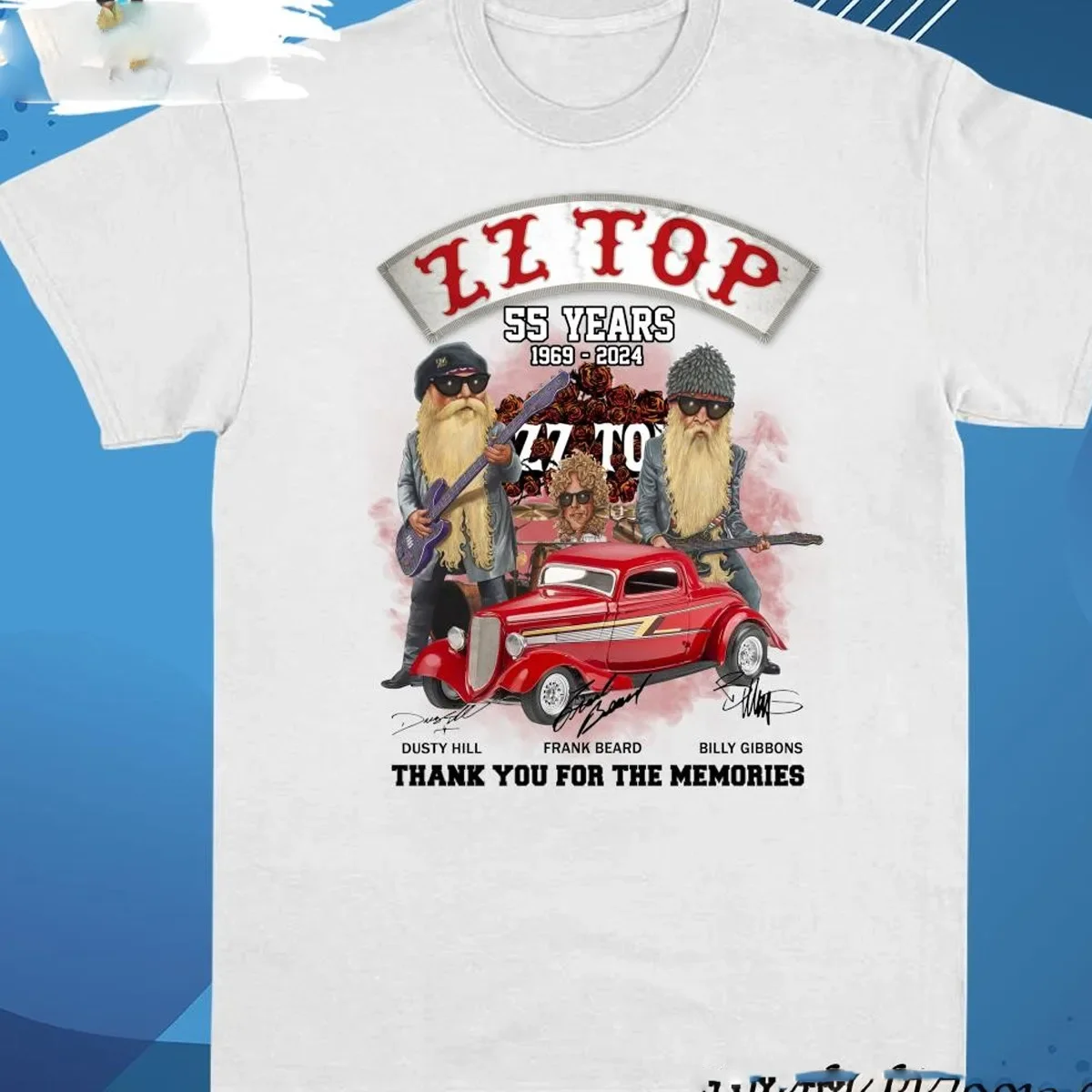 Zz top 55 years 1969 2024 thank you for the memories t shirt GO408