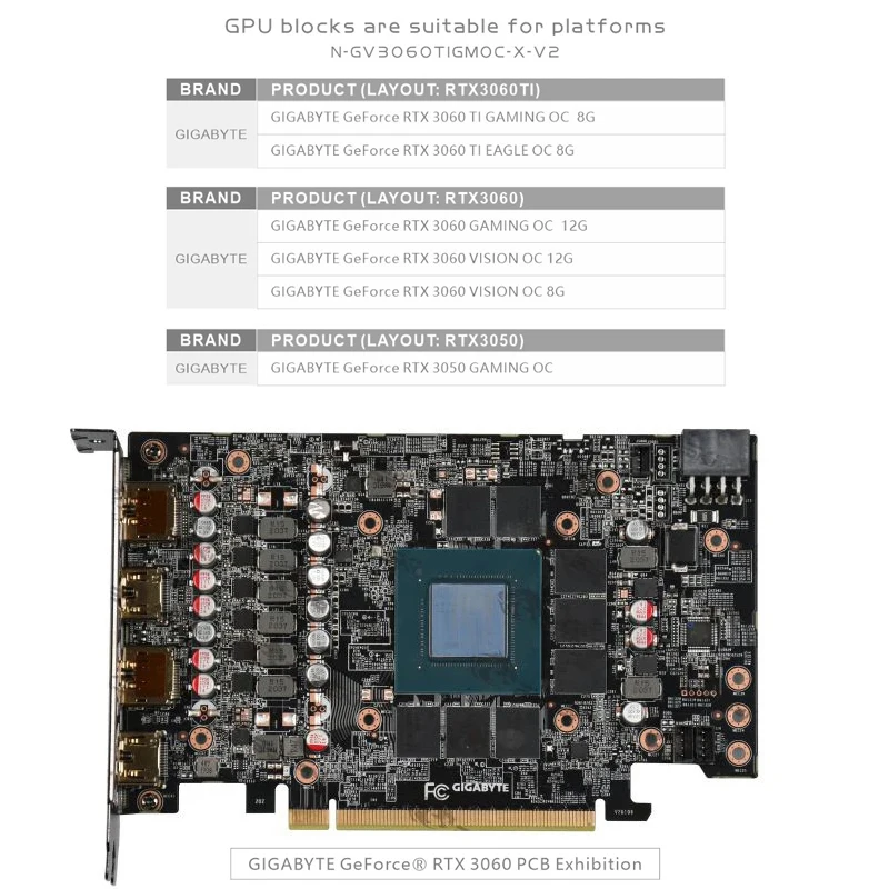 Bykski GPU Water Block Use for Gigabyte RTX 3060 Ti / 3060 / 3050 GAMING OC / EAGLE GPU Card / Full Cover Copper Radiator Block