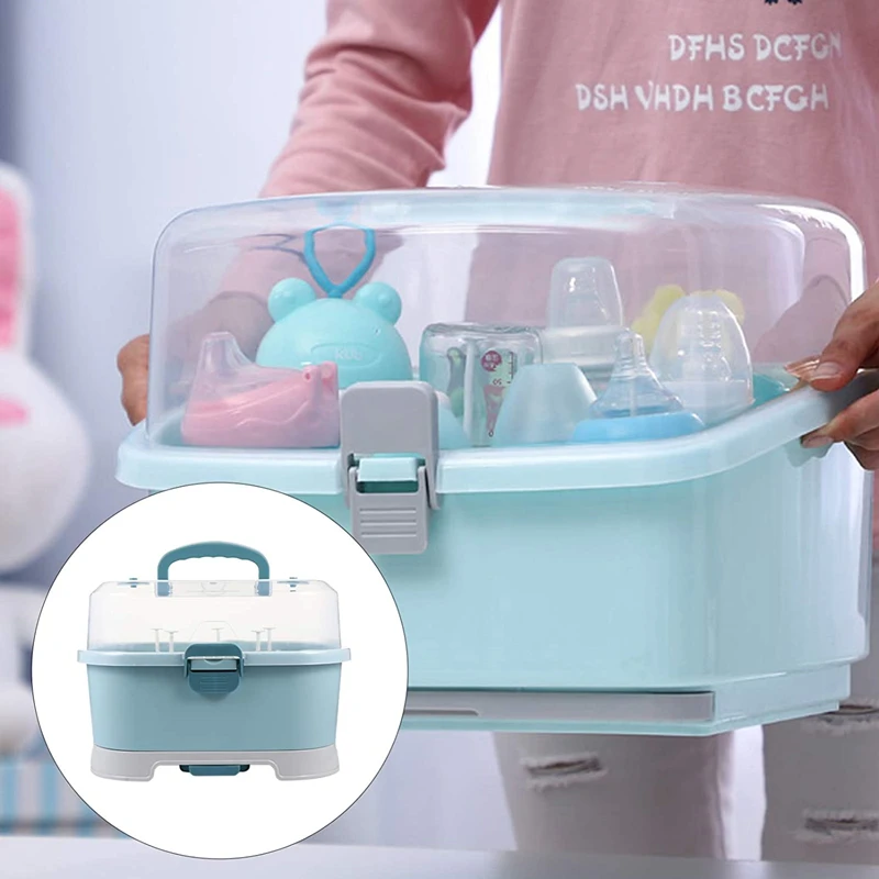 Portable Baby Milk Bottle Drying Rack Storage Case Nursing Bottle Organizer Box for Outdoor Travel Kitchen Tableware Organizer