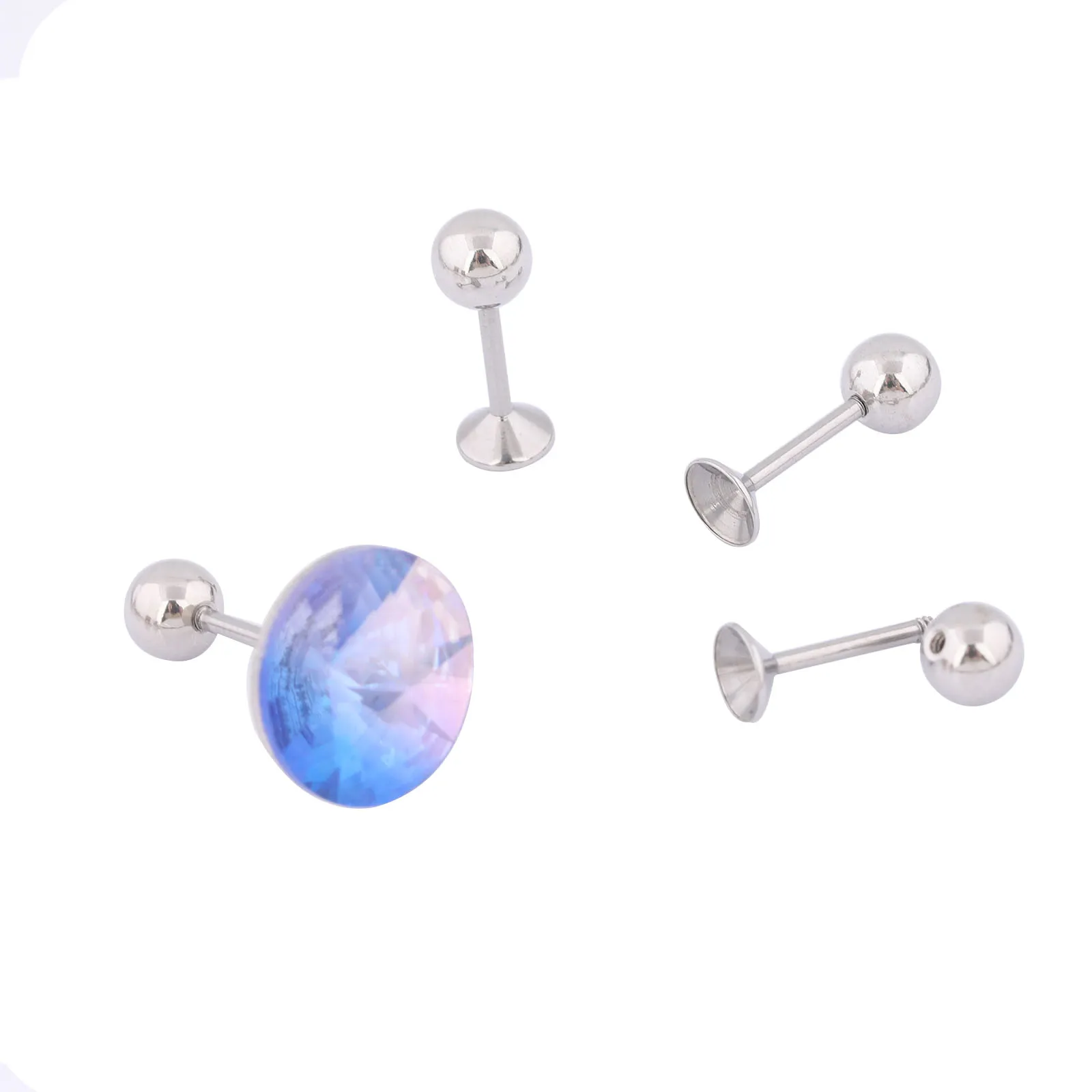 

20pcs Stainless Steel Post Earring Cup Bezel Setting Blanks For Pointback Stones with screw backs Diy Jewelry Making Supplies