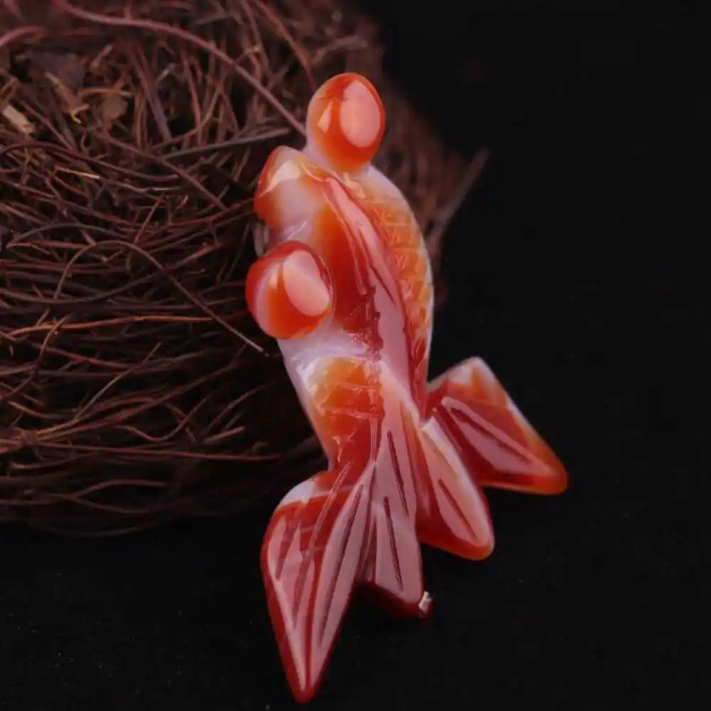 

5pcs Natural Red agate goldfish Gemstone Lucky Loose Beads Bless Healing National Style Fancy Mental Wristband Glowing Pray