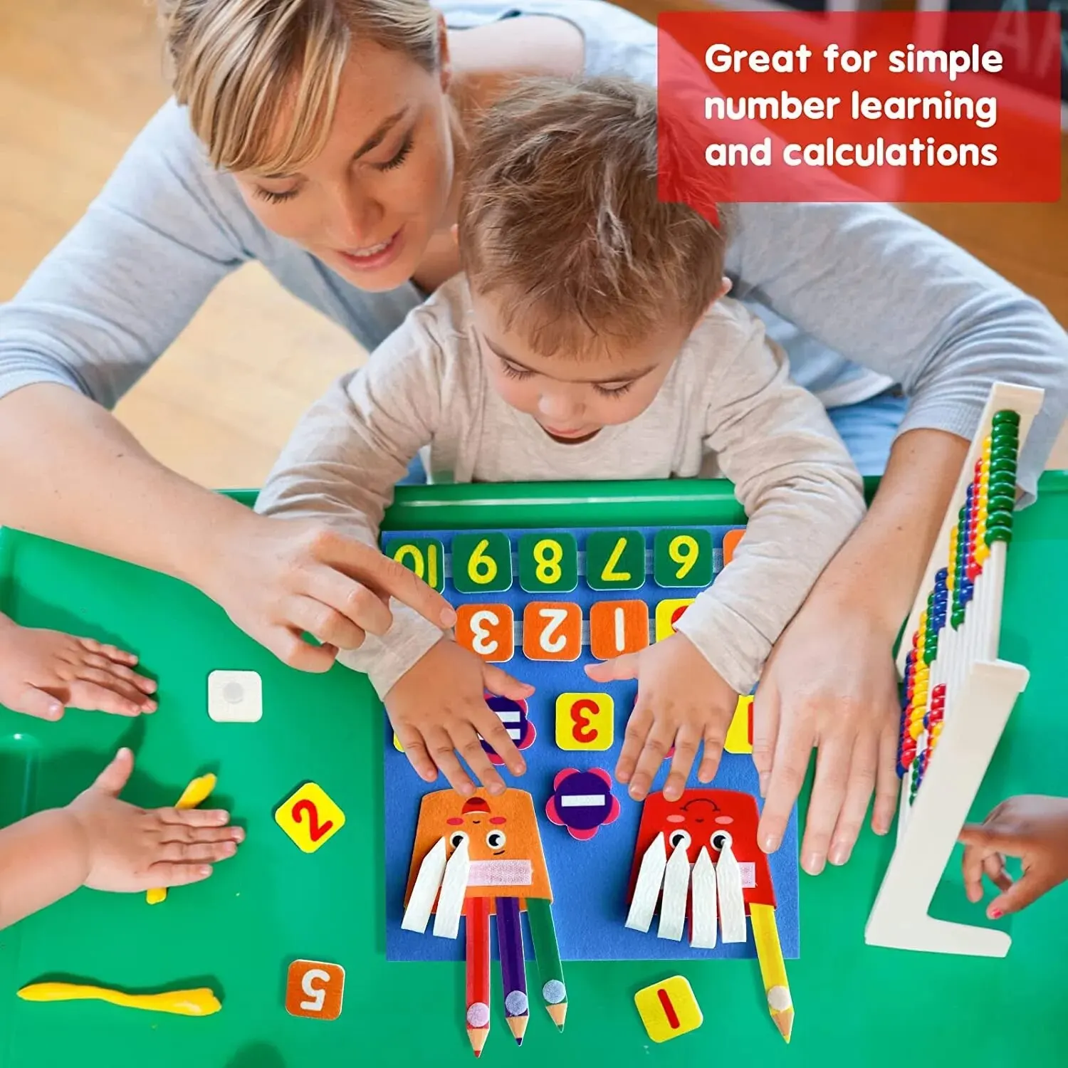 Felt Learning Board Children Educational DIY Toy Addition Subtraction Finger Arithmetic Teaching Enlightenment Board