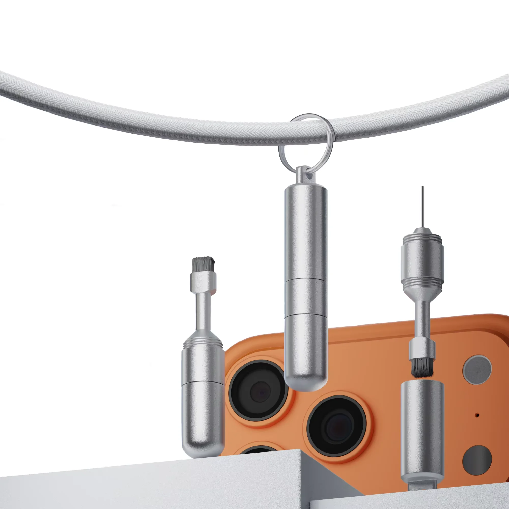 

SIM Card Tray Removal Tool with Cleaning Brush, 2 in 1 Portable Keychain Eject Pins Reset Needle Cleaning Pen for Mobile Phone