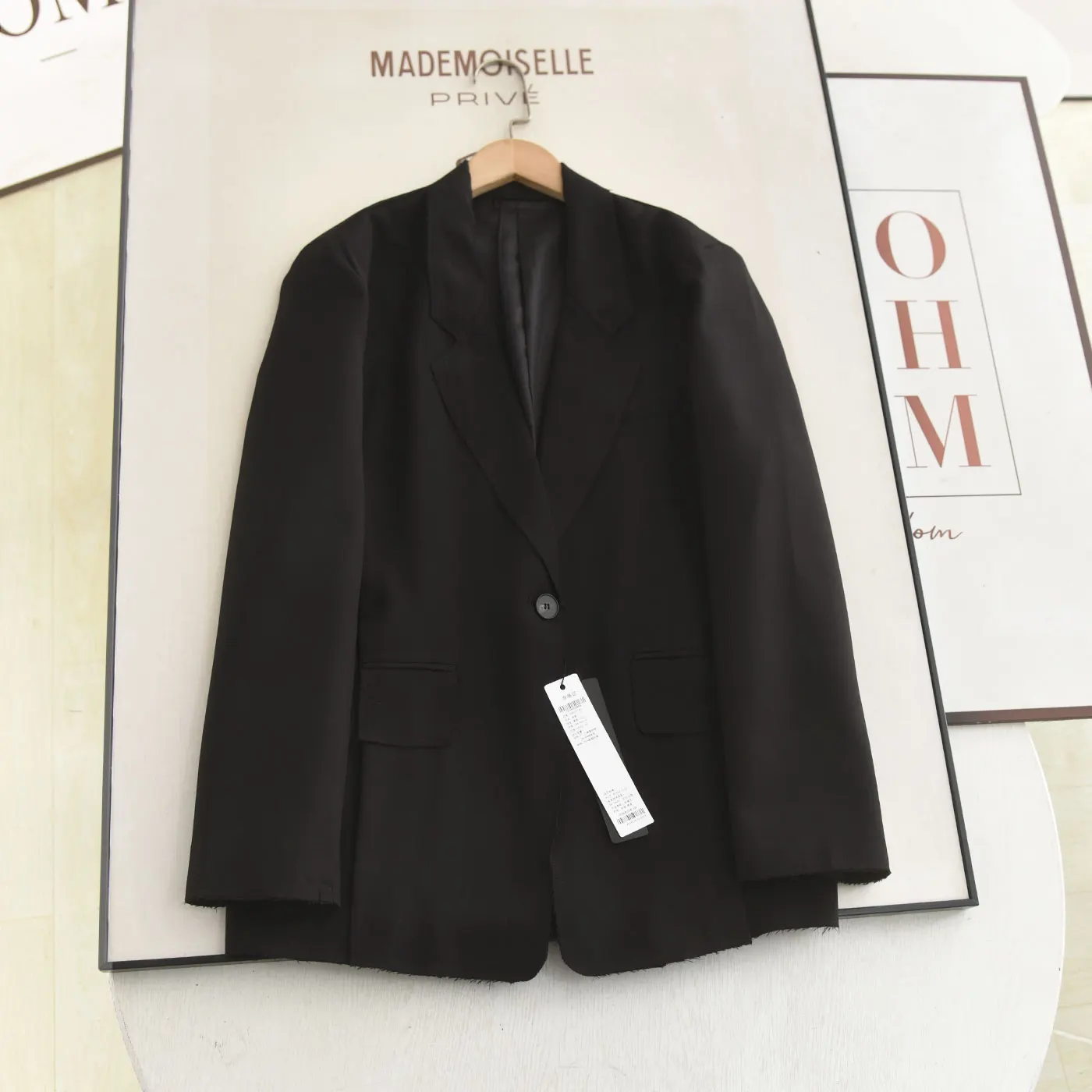 

Ele Bla-Button ort Suit Jaet for Women Commute Friendly Versatile mat Sle Spring Season Faion