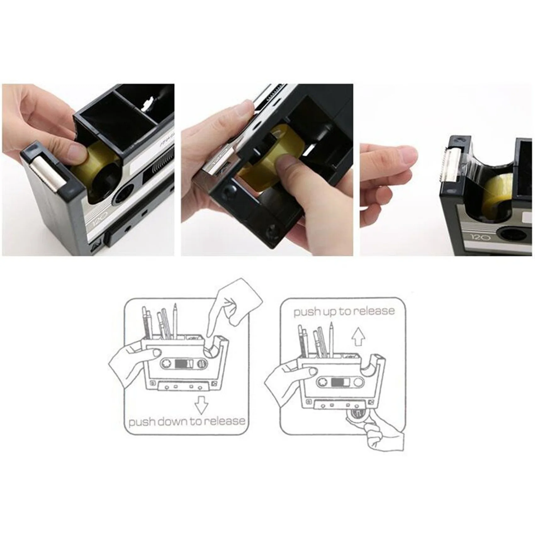 ABRI-2X Cassette Tape Dispenser Pen Holder Vase Pencil Pot Stationery Desk Tidy Container Office Stationery Supplier Gift