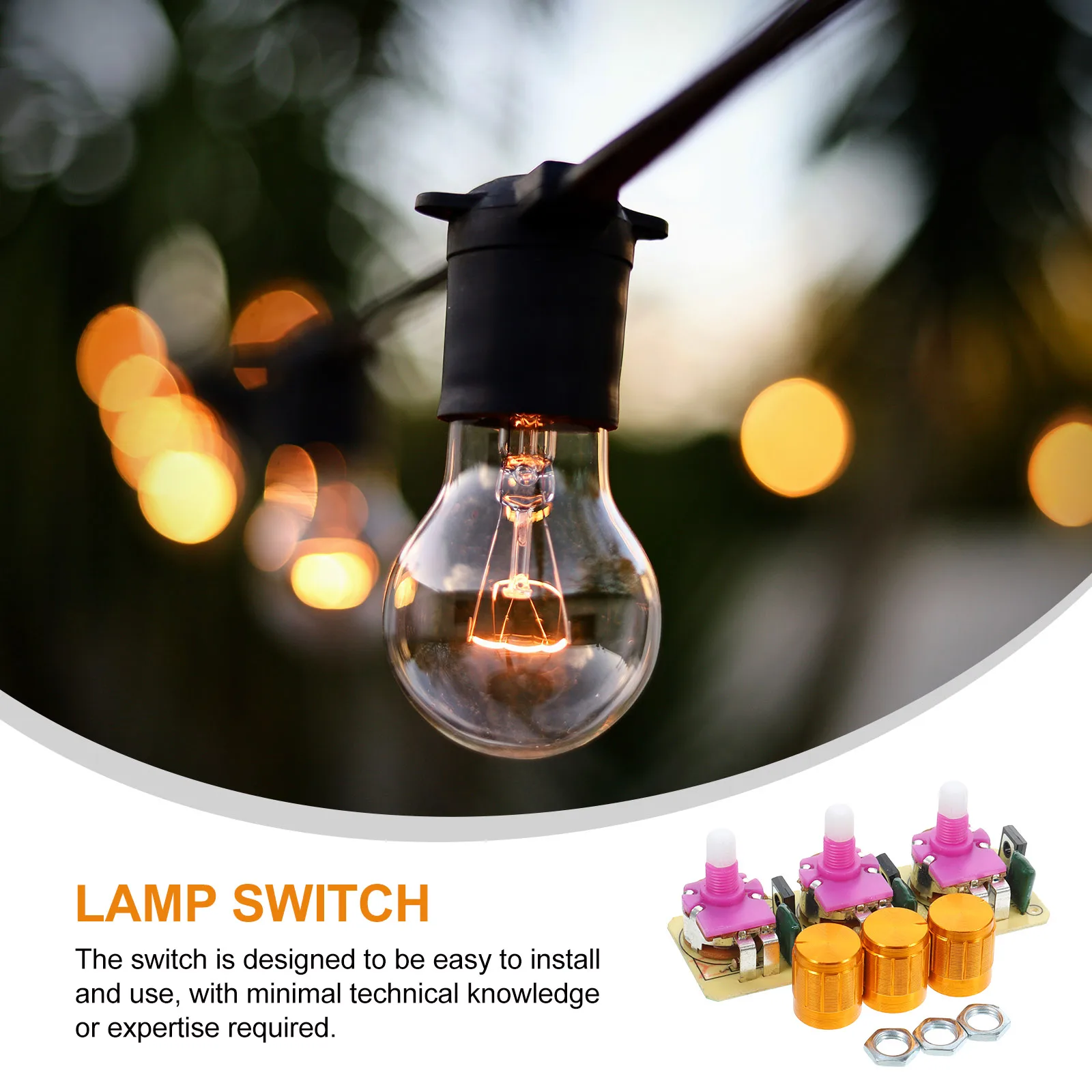 

1 set Electric Golden Knob Halogen Bulb Controlling Adjustable Small Potentiometer Replaceable Switch Home Accessory