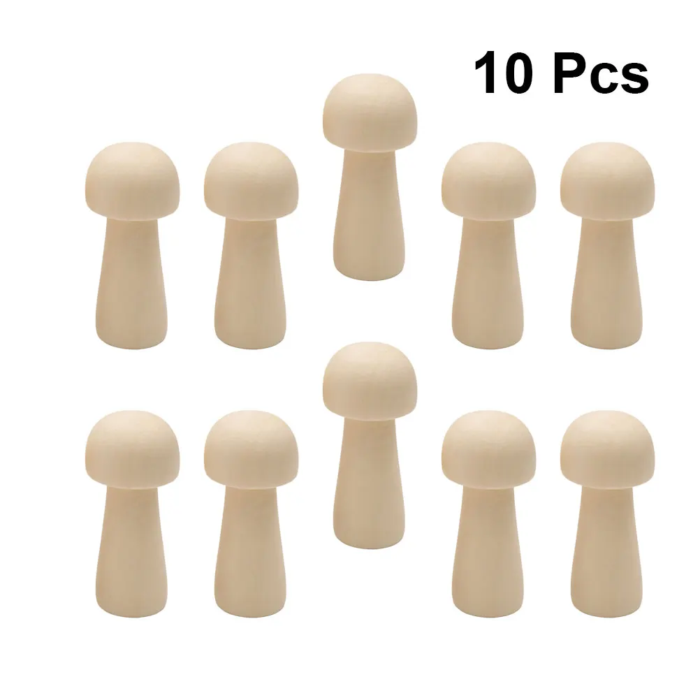 

10pcs Wooden Mushroom Unfinished Painting Toys Kids Craft Projects Eco Friendly Premium Wood Durable Reusable Puppet DIY